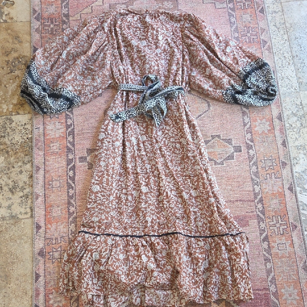 Cleobella Brown and Black Long Sleeve Dress